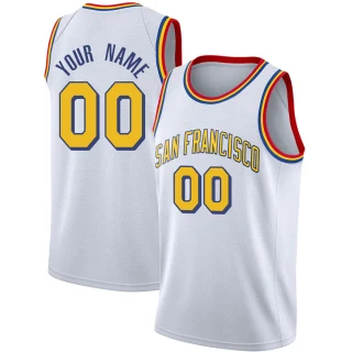 Youth Custom Golden State Warriors Gold Swingman Custom White Hardwood Classics Jersey - San Francisco Classic Edition