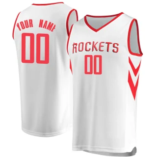 Youth Custom Houston Rockets White Fast Break Custom Jersey - Association Edition