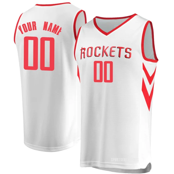 Youth Custom Houston Rockets White Fast Break Custom Jersey - Association Edition