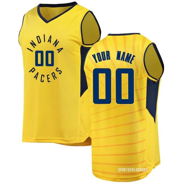 Youth Custom Indiana Pacers Gold Fast Break Custom Jersey - Statement Edition