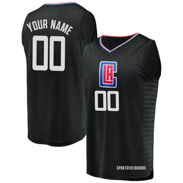 Youth Custom Los Angeles Clippers Black Fast Break Custom Jersey - Statement Edition