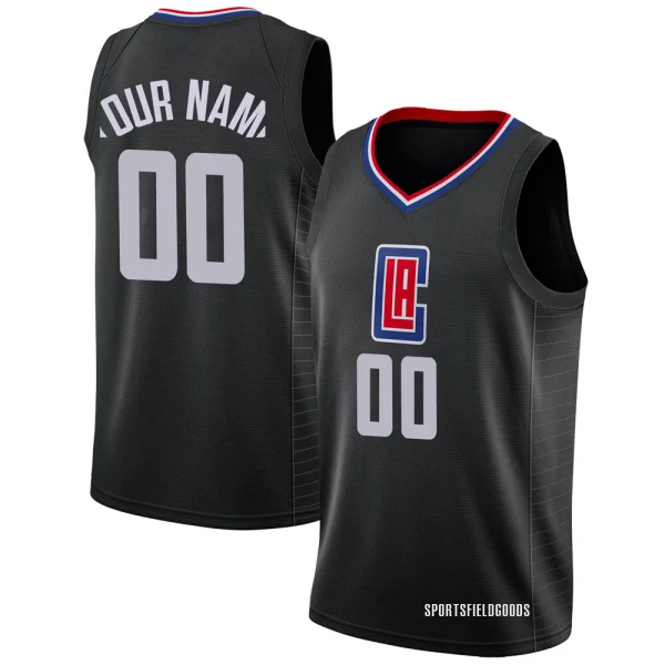 Youth Custom Los Angeles Clippers Black Swingman Custom Jersey - Statement Edition