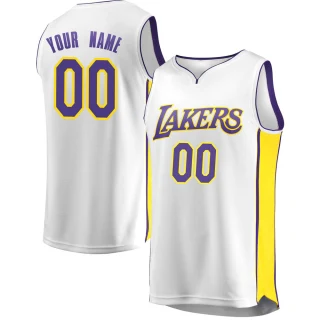 Youth Custom Los Angeles Lakers White Fast Break Custom Jersey - Association Edition