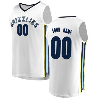 Youth Custom Memphis Grizzlies White Fast Break Custom Jersey - Association Edition