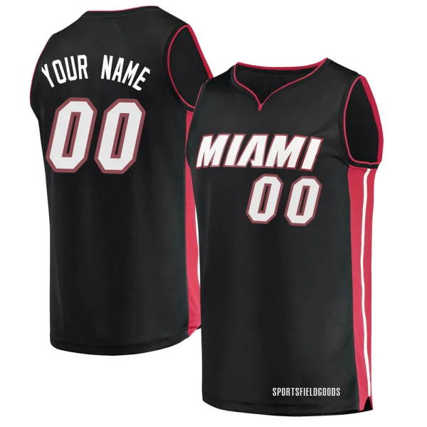 Youth Custom Miami Heat Black Fast Break Custom Jersey - Icon Edition