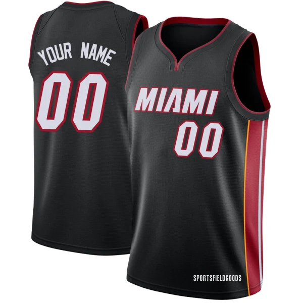 Youth Custom Miami Heat Black Swingman Custom Jersey - Icon Edition