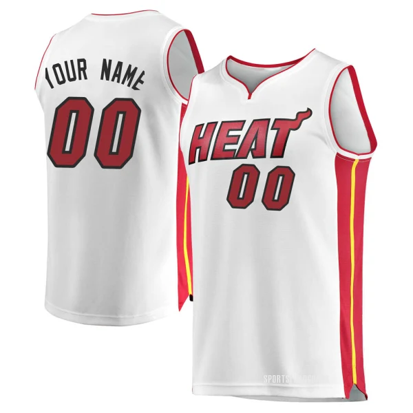 Youth Custom Miami Heat White Fast Break Custom Jersey - Association Edition
