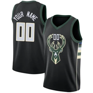 Youth Custom Milwaukee Bucks Black Swingman Custom Jersey - Statement Edition