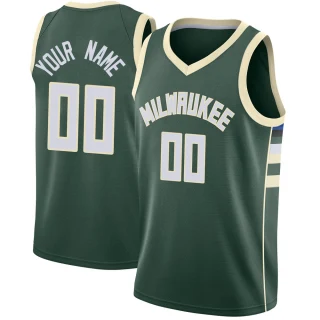 Youth Custom Milwaukee Bucks Green Swingman Custom Jersey - Icon Edition