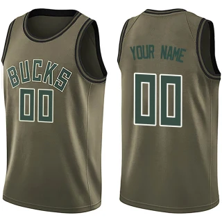 Youth Custom Milwaukee Bucks Green Swingman Custom Salute to Service Jersey