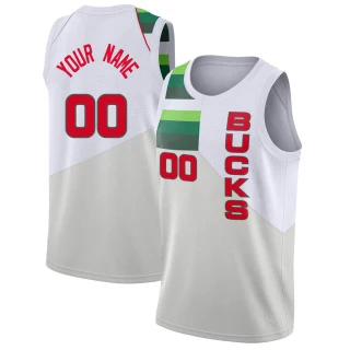 Youth Custom Milwaukee Bucks White Swingman Custom 2018/19 Jersey - Earned Edition