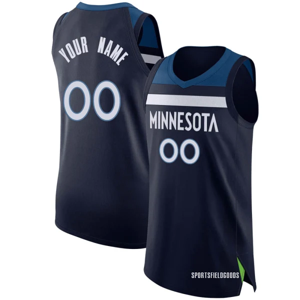 Youth Custom Minnesota Timberwolves Navy Authentic Custom Jersey - Icon Edition