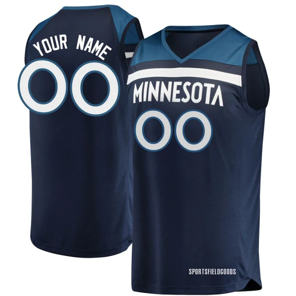 Youth Custom Minnesota Timberwolves Navy Fast Break Custom Jersey - Icon Edition