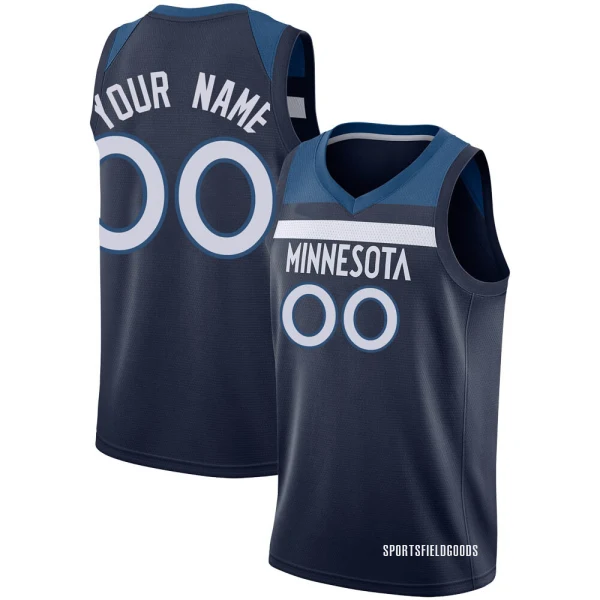 Youth Custom Minnesota Timberwolves Navy Swingman Custom Jersey - Icon Edition