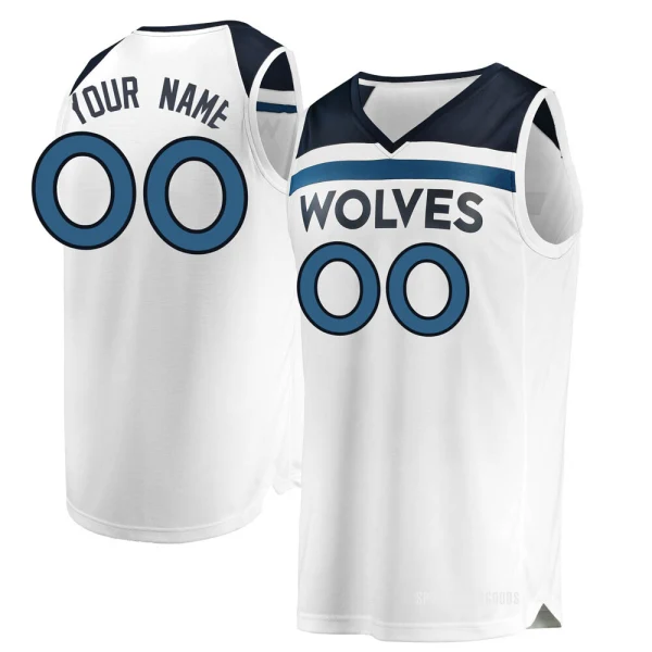 Youth Custom Minnesota Timberwolves White Fast Break Custom Jersey - Association Edition