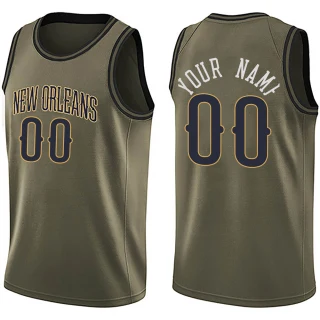 Youth Custom New Orleans Pelicans Green Swingman Custom Salute to Service Jersey