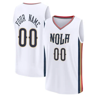 Youth Custom New Orleans Pelicans White Fast Break Custom 2021/22 Replica City Edition Jersey