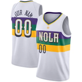 Youth Custom New Orleans Pelicans White Swingman Custom 2018/19 Jersey - City Edition