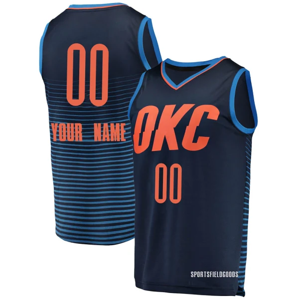 Youth Custom Oklahoma City Thunder Navy Fast Break Custom Replica Jersey - Statement Edition