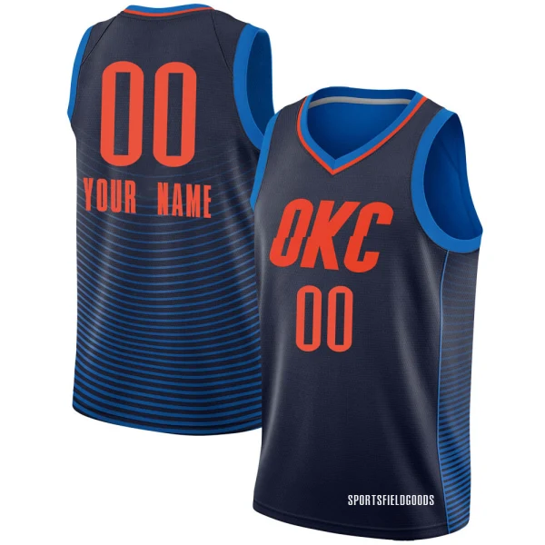 Youth Custom Oklahoma City Thunder Navy Swingman Custom Jersey - Statement Edition