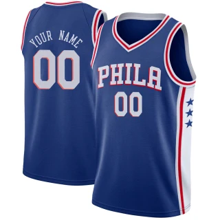Youth Custom Philadelphia 76ers Blue Swingman Custom Jersey - Icon Edition