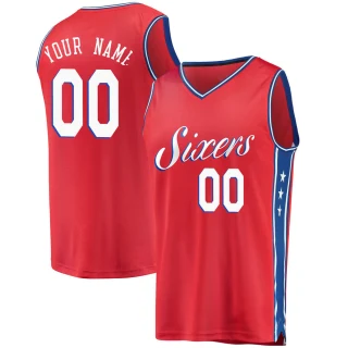 Youth Custom Philadelphia 76ers Red Fast Break Custom Jersey - Statement Edition