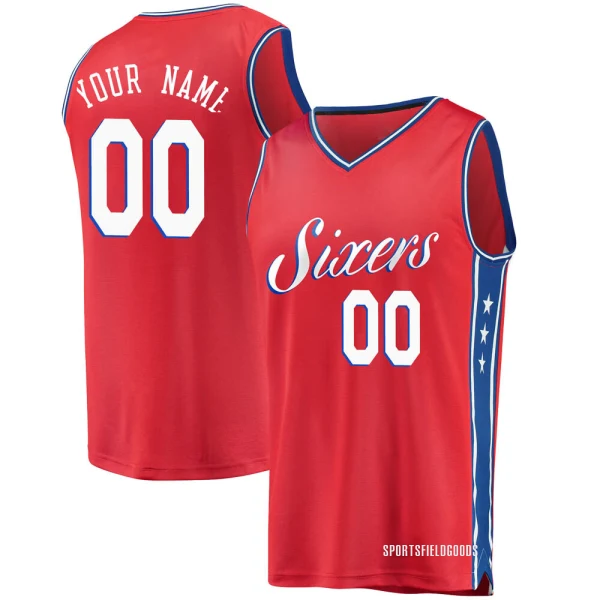 Youth Custom Philadelphia 76ers Red Fast Break Custom Jersey - Statement Edition