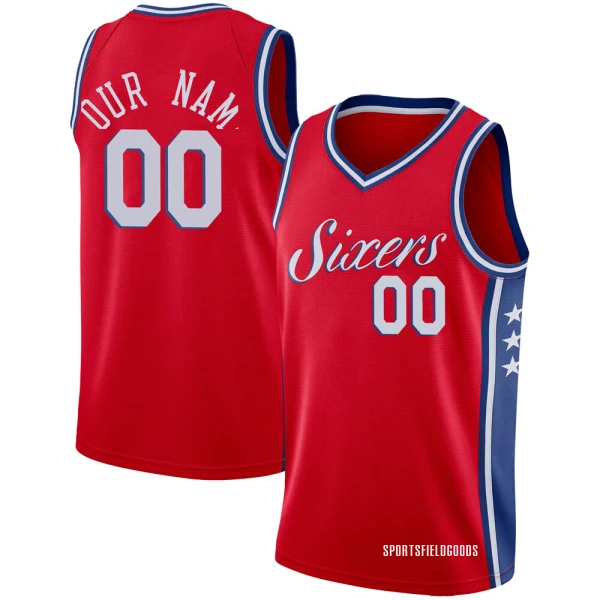 Youth Custom Philadelphia 76ers Red Swingman Custom Jersey - Statement Edition