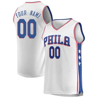 Youth Custom Philadelphia 76ers White Fast Break Custom Jersey - Association Edition