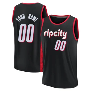 Youth Custom Portland Trail Blazers Black Fast Break Custom 2021/22 Replica City Edition Jersey