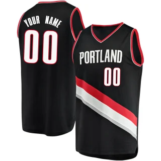 Youth Custom Portland Trail Blazers Black Fast Break Custom Jersey - Icon Edition
