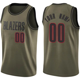Youth Custom Portland Trail Blazers Green Swingman Custom Salute to Service Jersey