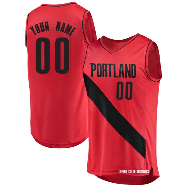 Youth Custom Portland Trail Blazers Red Fast Break Custom Jersey - Statement Edition