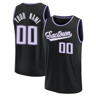 Youth Custom Sacramento Kings Black Fast Break Custom 2021/22 Replica City Edition Jersey