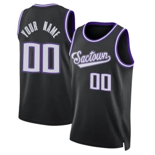 Youth Custom Sacramento Kings Black Swingman Custom 2021/22 Icon Edition Jersey