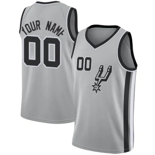 Youth Custom San Antonio Spurs Swingman Custom Silver Jersey - Statement Edition