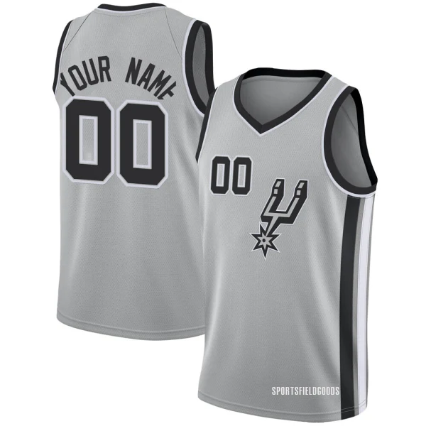 Youth Custom San Antonio Spurs Swingman Custom Silver Jersey - Statement Edition