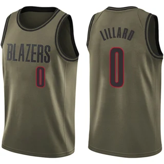 Youth Damian Lillard Portland Trail Blazers Green Swingman Salute to Service Jersey