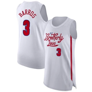 Youth Dana Barros Philadelphia 76ers White Authentic 2022/23 City Edition Jersey