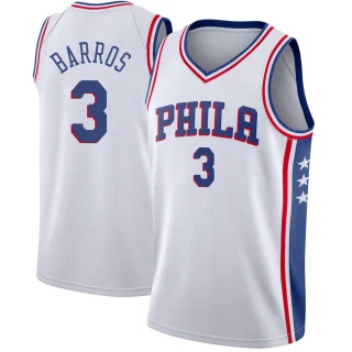Youth Dana Barros Philadelphia 76ers White Swingman Jersey - Association Edition