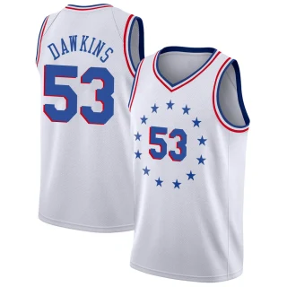 Youth Darryl Dawkins Philadelphia 76ers White Swingman 2018/19 Jersey - Earned Edition