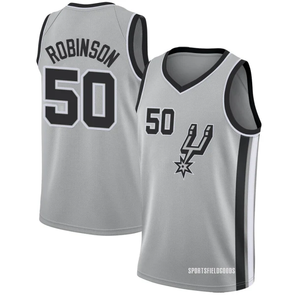 Youth David Robinson San Antonio Spurs Swingman Silver Jersey - Statement Edition