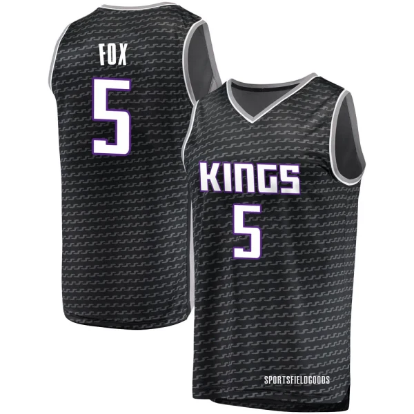 Youth De'Aaron Fox Sacramento Kings Black Fast Break Jersey - Statement Edition
