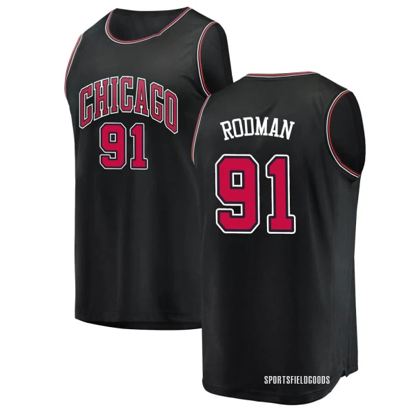 Youth Dennis Rodman Chicago Bulls Black Fast Break Jersey - Statement Edition