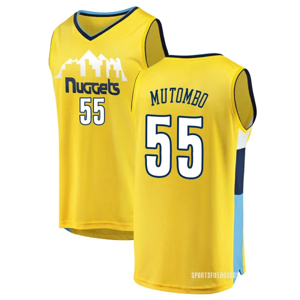 Youth Dikembe Mutombo Denver Nuggets Yellow Fast Break Jersey - Statement Edition