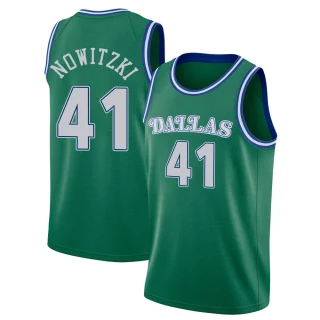 Youth Dirk Nowitzki Dallas Mavericks Green Swingman 2020/21 Hardwood Classics Jersey