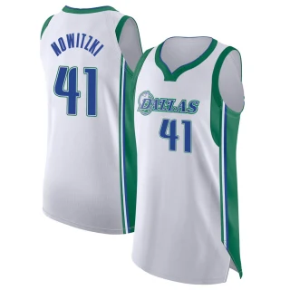 Youth Dirk Nowitzki Dallas Mavericks White Authentic 2021/22 City Edition Jersey