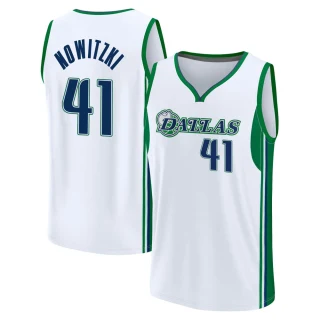 Youth Dirk Nowitzki Dallas Mavericks White Fast Break 2021/22 Replica City Edition Jersey