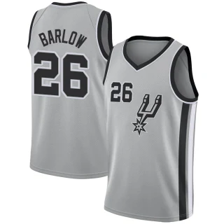 Youth Dominick Barlow San Antonio Spurs Swingman Silver Jersey - Statement Edition