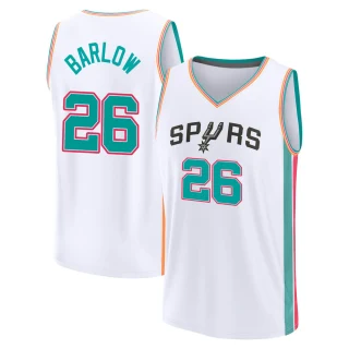 Youth Dominick Barlow San Antonio Spurs White Fast Break 2021/22 Replica City Edition Jersey